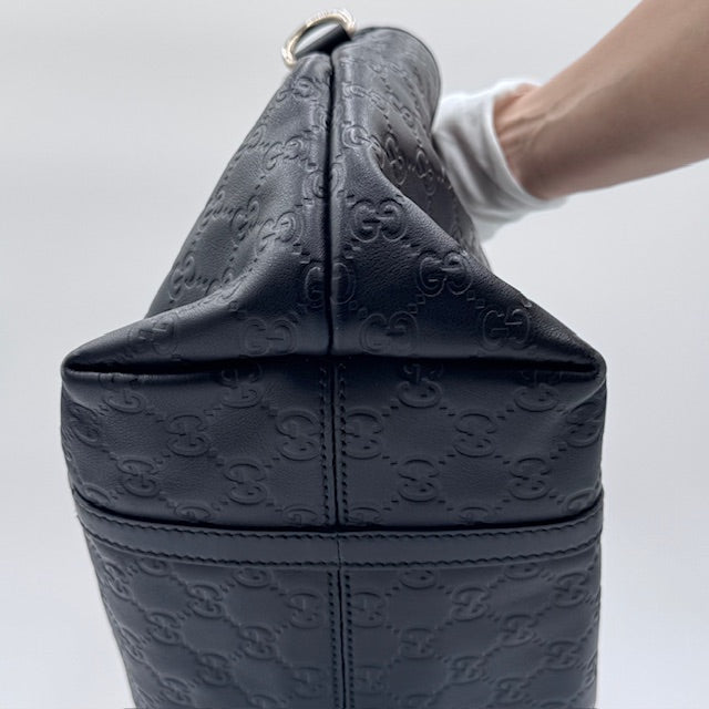 Gucci GG Guccissima Black Leather Tote Bag