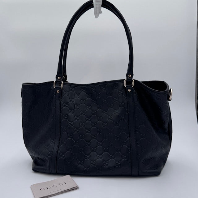 Gucci GG Guccissima Black Leather Tote Bag