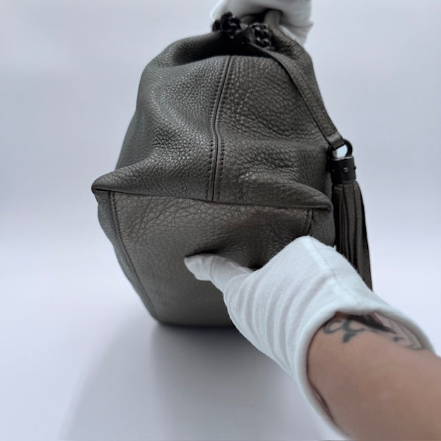Gucci Soho Chain Tote in Gunmetal Grey Pebbled Leather