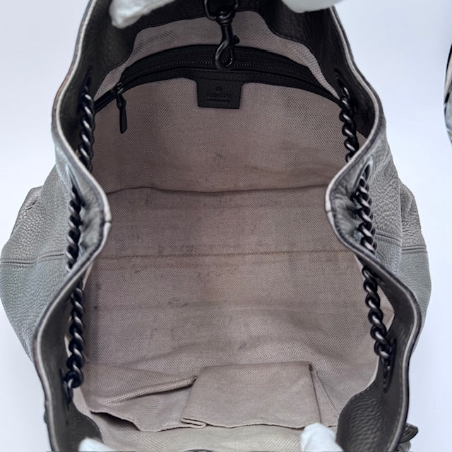 Gucci Soho Chain Tote in Gunmetal Grey Pebbled Leather