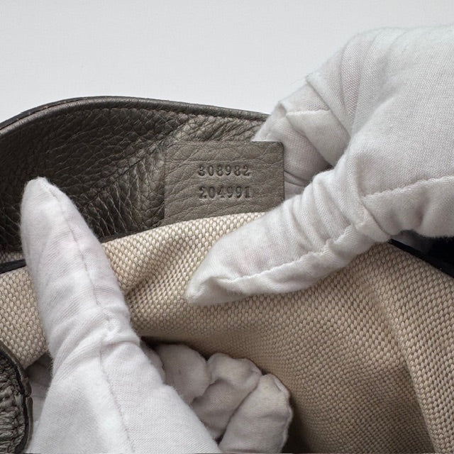 Gucci Soho Chain Tote in Gunmetal Grey Pebbled Leather