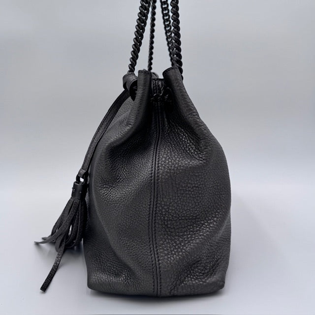 Gucci Soho Chain Tote in Gunmetal Grey Pebbled Leather