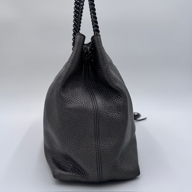 Gucci Soho Chain Tote in Gunmetal Grey Pebbled Leather