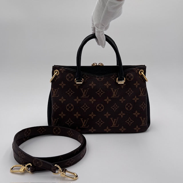 Louis Vuitton Pallas BB Monogram Canvas with Black Leather Trim and Gold-Tone Hardware