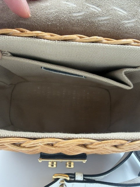 Miu Miu Wicker Top Handle Bag in Natural & Cream
