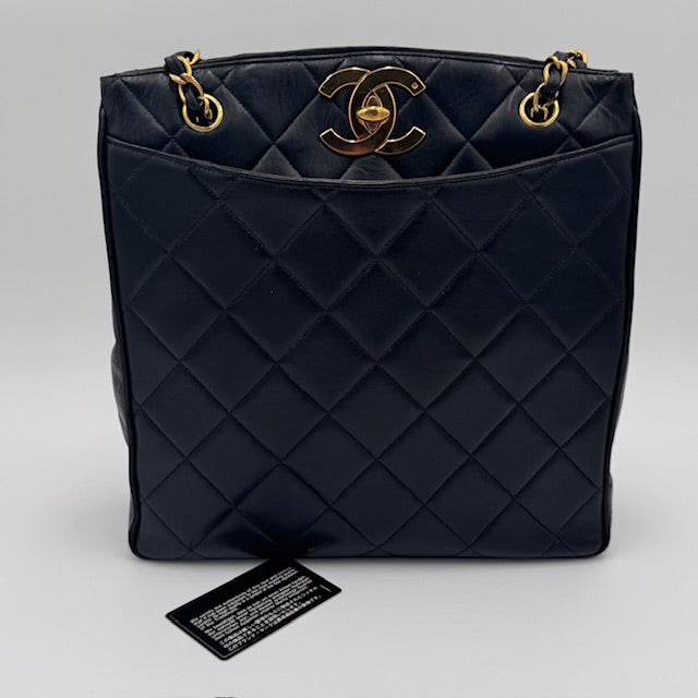 Chanel Black Quilted Leather Tote Bag