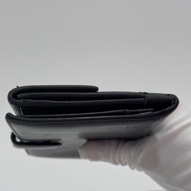 Chanel Black Leather Camellia Long Wallet