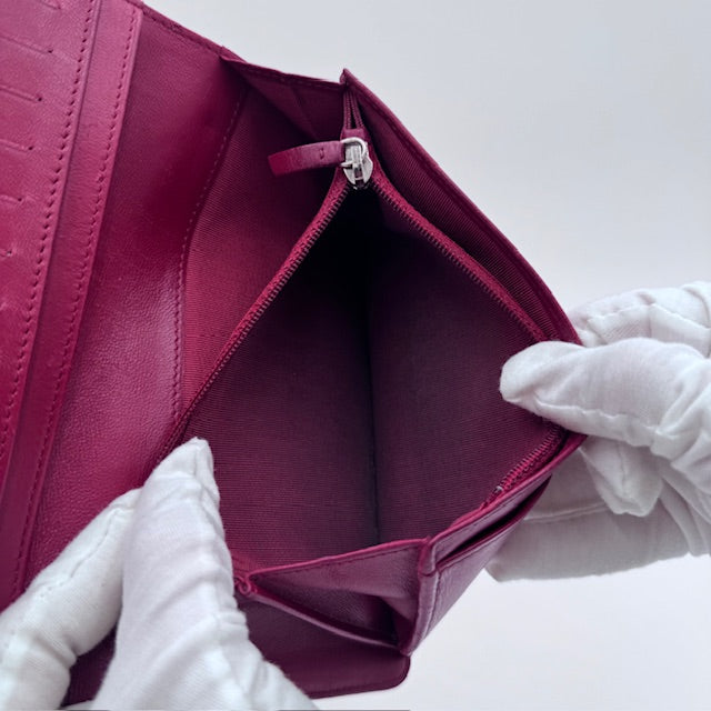 Chanel Quilted Zip-Around Wallet in Burgundy Lambskin