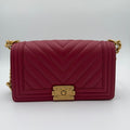 Chanel Boy Bag Chevron Quilted Lambskin Leather Shoulder Bag