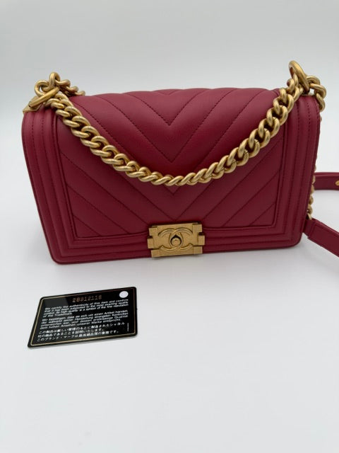 Chanel Boy Bag Chevron Quilted Lambskin Leather Shoulder Bag