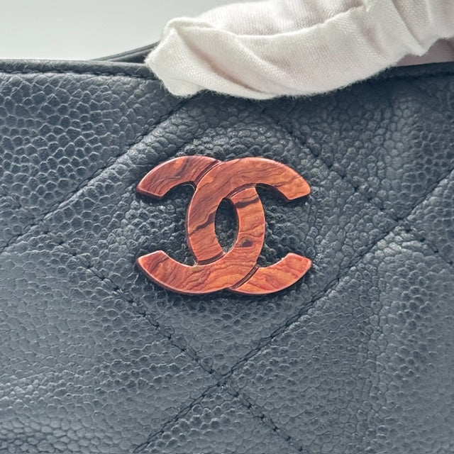 Chanel Vintage Quilted Caviar Tote - Tortoise Shell CC and Handles