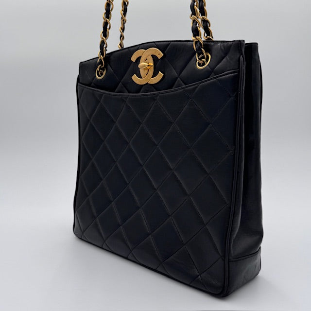 Chanel Black Quilted Leather Tote Bag