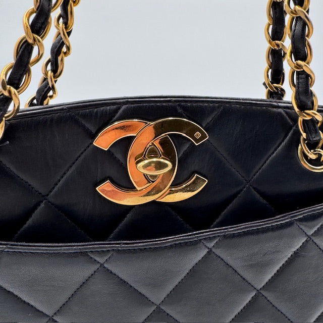 Chanel Black Quilted Leather Tote Bag