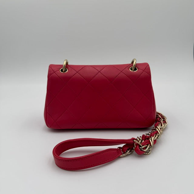 Chanel Mini Classic Flap Pink Quilted Lambskin Shoulder Bag