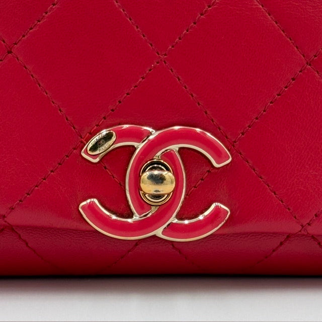 Chanel Mini Classic Flap Pink Quilted Lambskin Shoulder Bag