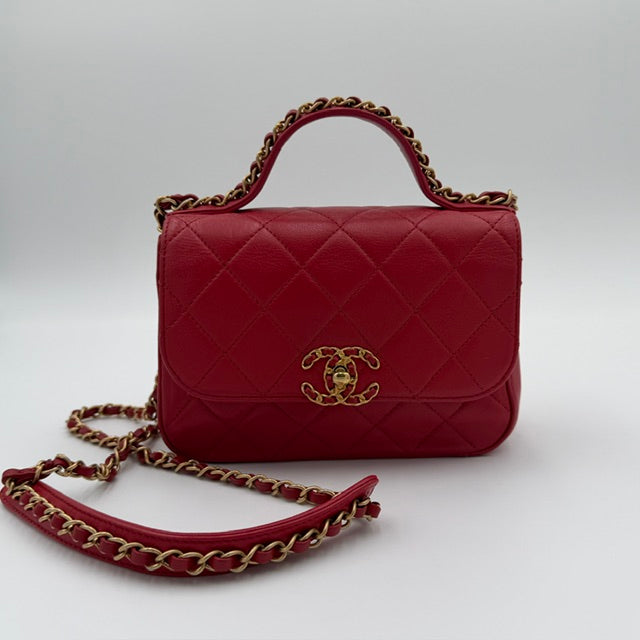 Chanel Chain Infinity Top Handle Flap Bag