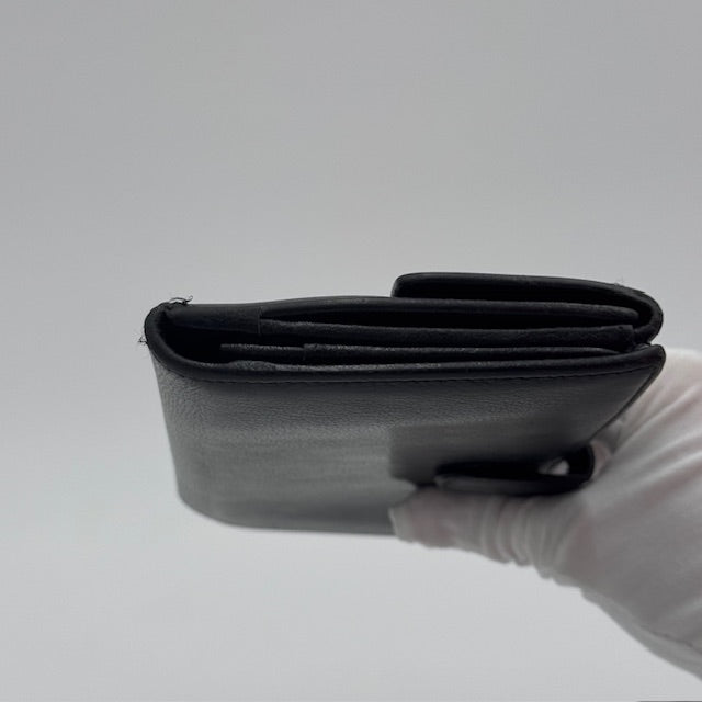 Chanel Black Leather Camellia Long Wallet