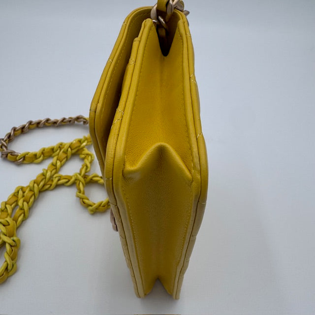 Chanel Yellow Quilted Leather Wallet on Chain (WOC) – Gold Chain Strap