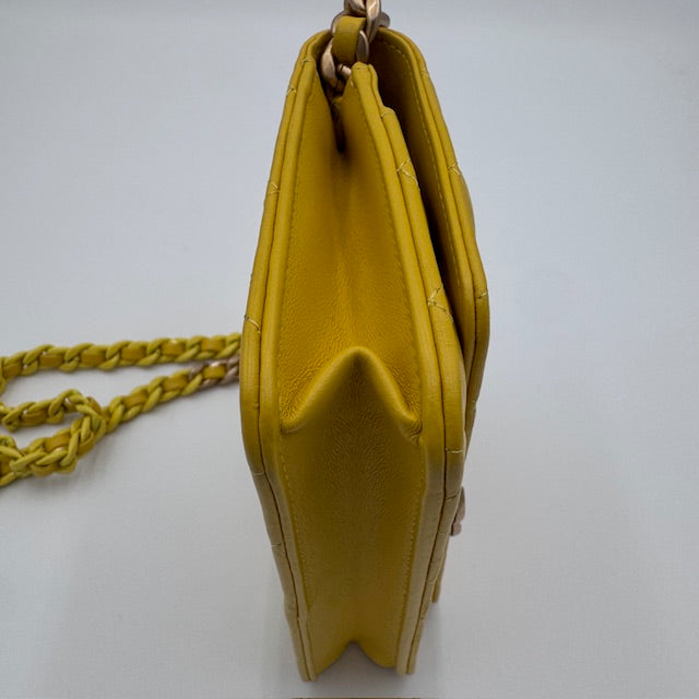 Chanel Yellow Quilted Leather Wallet on Chain (WOC) – Gold Chain Strap