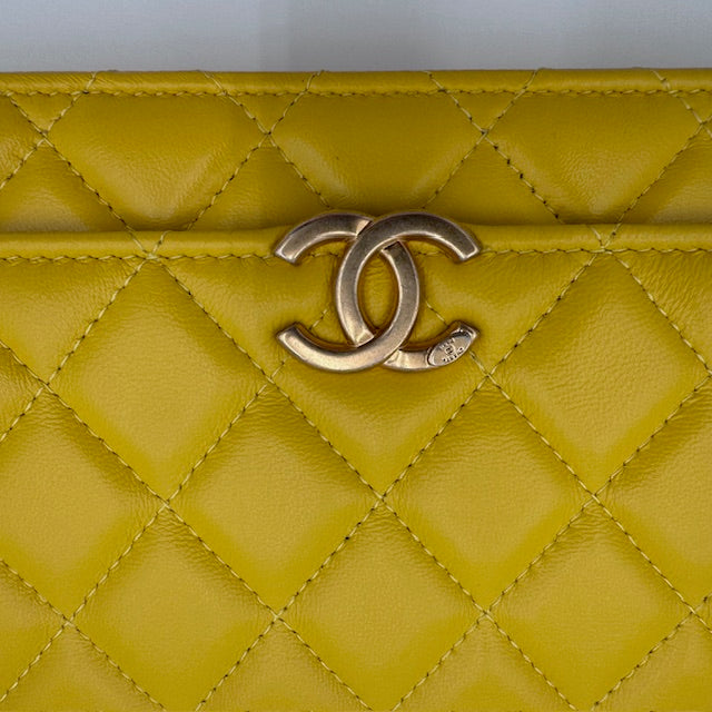Chanel Yellow Quilted Leather Wallet on Chain (WOC) – Gold Chain Strap