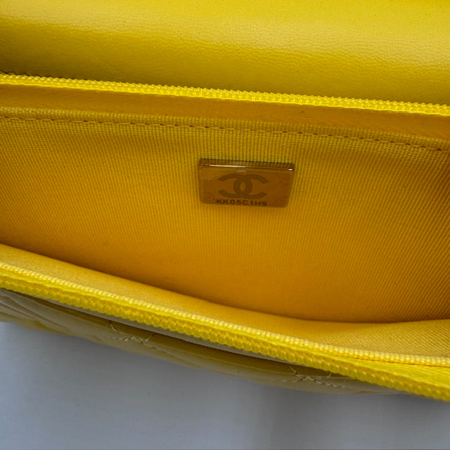 Chanel Yellow Quilted Leather Wallet on Chain (WOC) – Gold Chain Strap