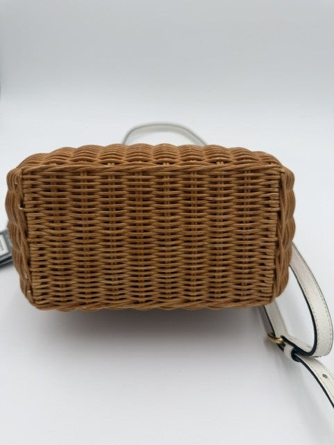 Miu Miu Wicker Top Handle Bag in Natural & Cream
