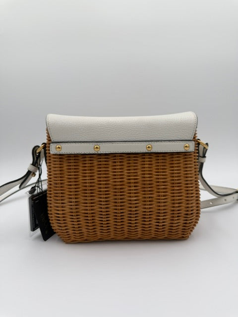 Miu Miu Wicker Top Handle Bag in Natural & Cream