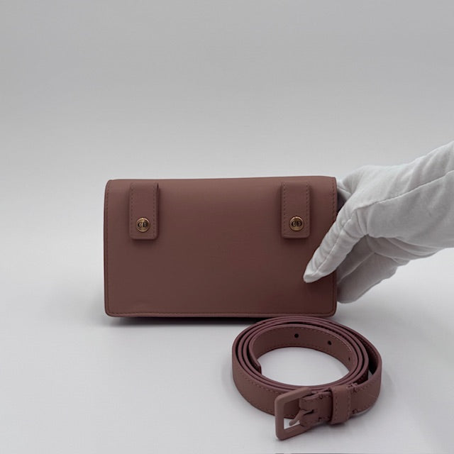 Dior Ultra-Matte Blush Saddle Belt Pouch Leather Bag