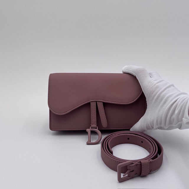 Dior Ultra-Matte Blush Saddle Belt Pouch Leather Bag