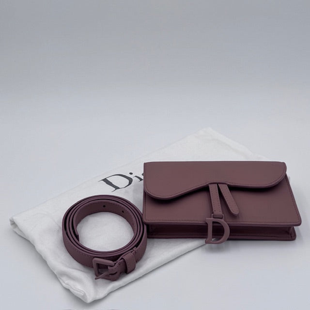 Dior Ultra-Matte Blush Saddle Belt Pouch Leather Bag