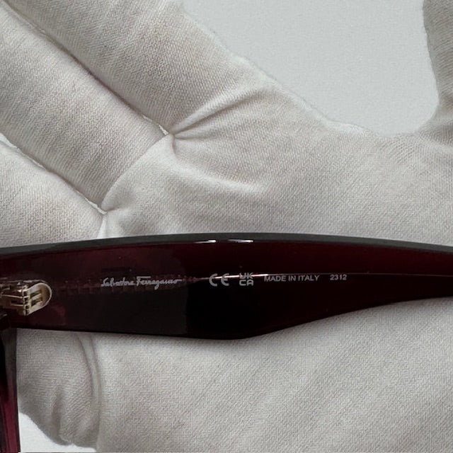 Salvatore Ferragamo Burgundy Cat Eye Sunglasses