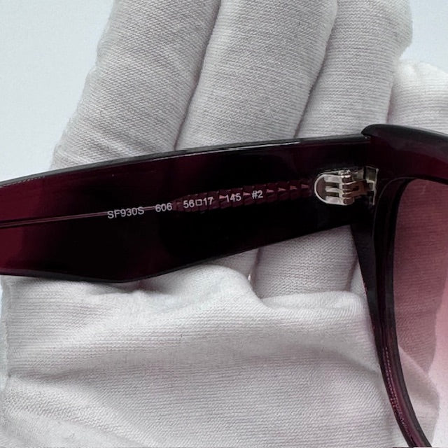 Salvatore Ferragamo Burgundy Cat Eye Sunglasses