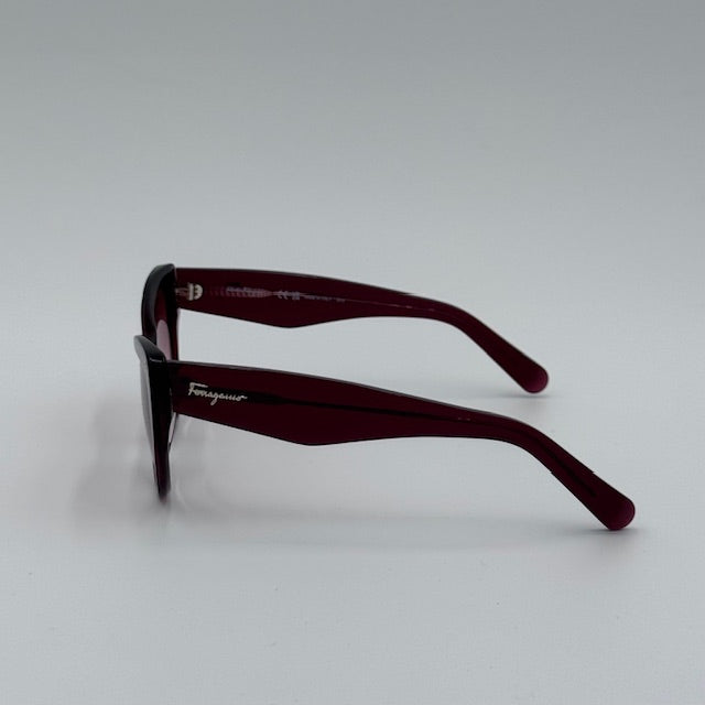 Salvatore Ferragamo Burgundy Cat Eye Sunglasses