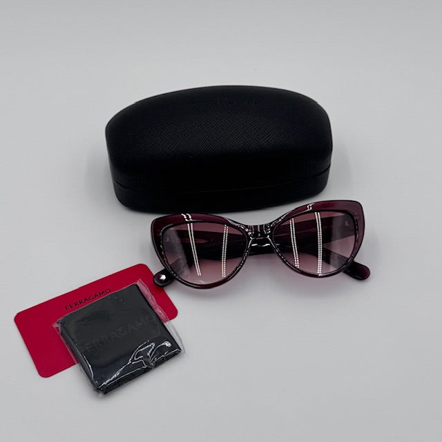 Salvatore Ferragamo Burgundy Cat Eye Sunglasses
