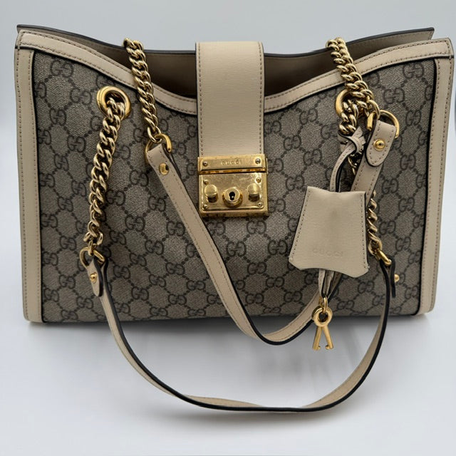 Gucci Padlock Medium GG Supreme Canvas Shoulder Tote Bag