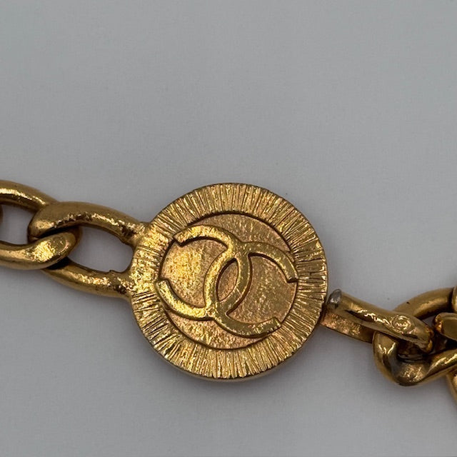 Chanel Vintage Gold-Tone Chain Belt with CC Medallion