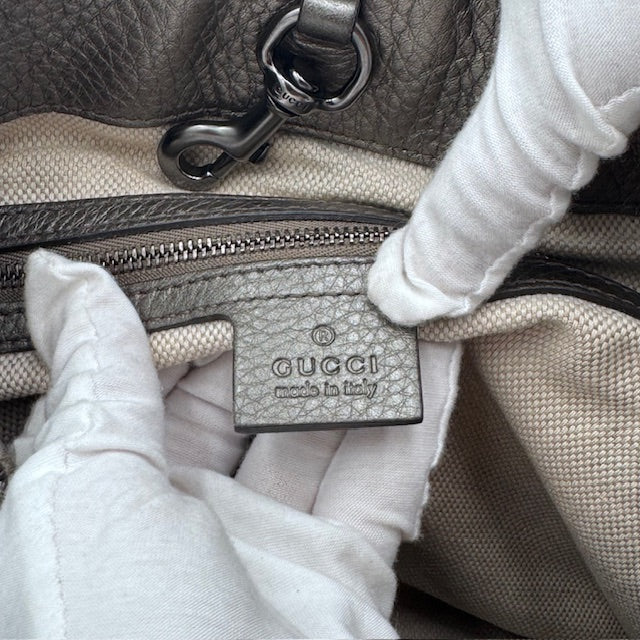 Gucci Soho Chain Tote in Gunmetal Grey Pebbled Leather