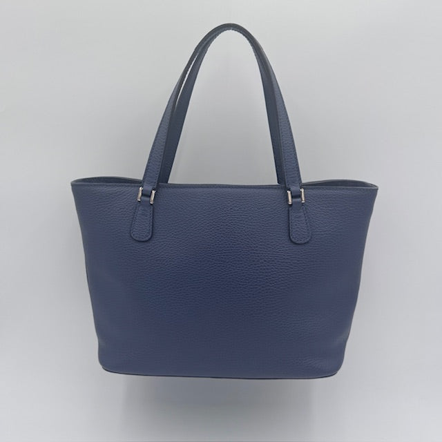 Gucci Blue Pebbled Leather Interlocking G Tote Bag