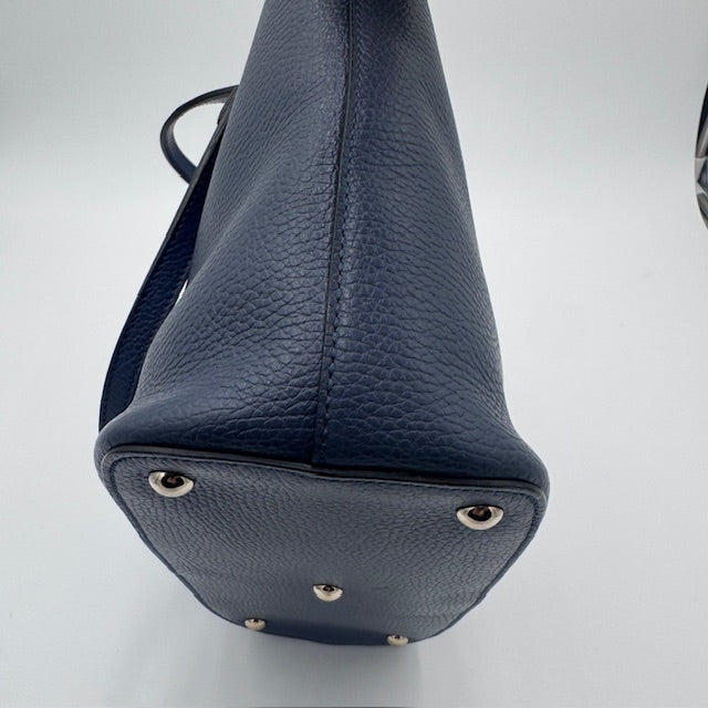 Gucci Blue Pebbled Leather Interlocking G Tote Bag