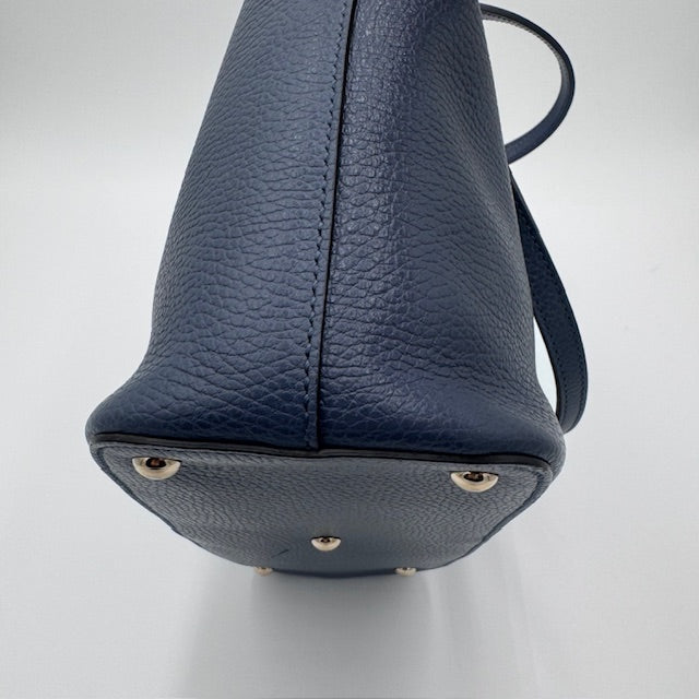 Gucci Blue Pebbled Leather Interlocking G Tote Bag
