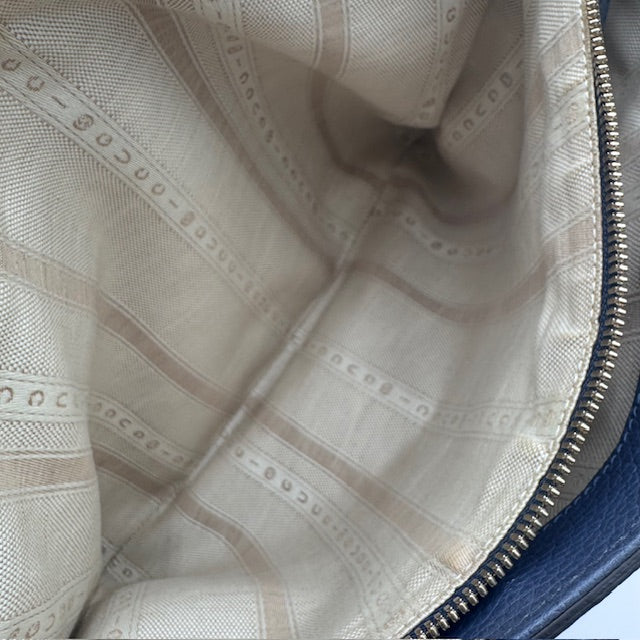 Gucci Blue Pebbled Leather Interlocking G Tote Bag