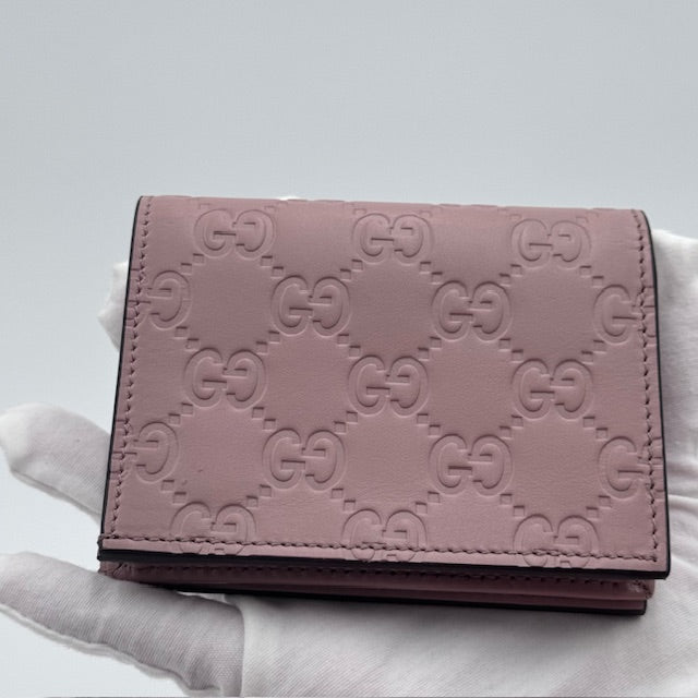 Gucci GG Embossed Leather Bow Wallet – Dusty Rose