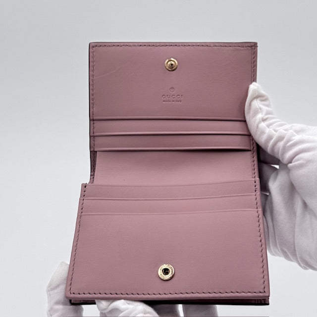 Gucci GG Embossed Leather Bow Wallet – Dusty Rose