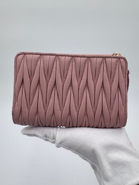 Miu Miu Pink Matelassé Leather Wallet