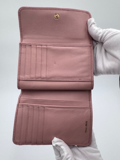 Miu Miu Pink Matelassé Leather Wallet