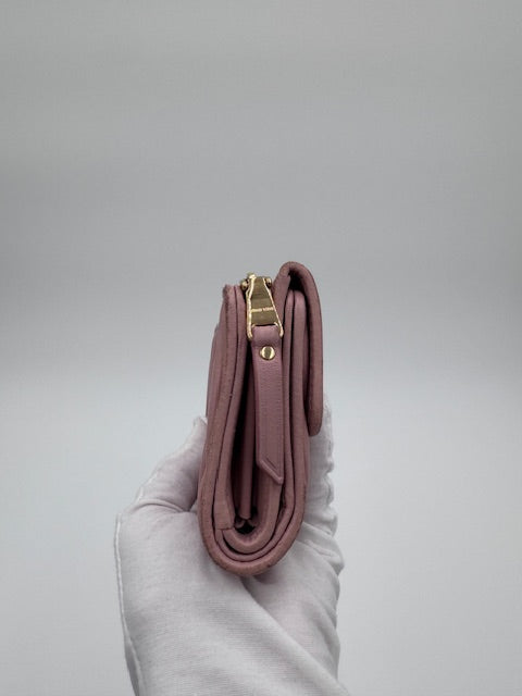 Miu Miu Pink Matelassé Leather Wallet