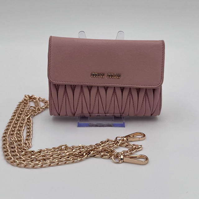 Miu Miu Pink Matelassé Leather Wallet