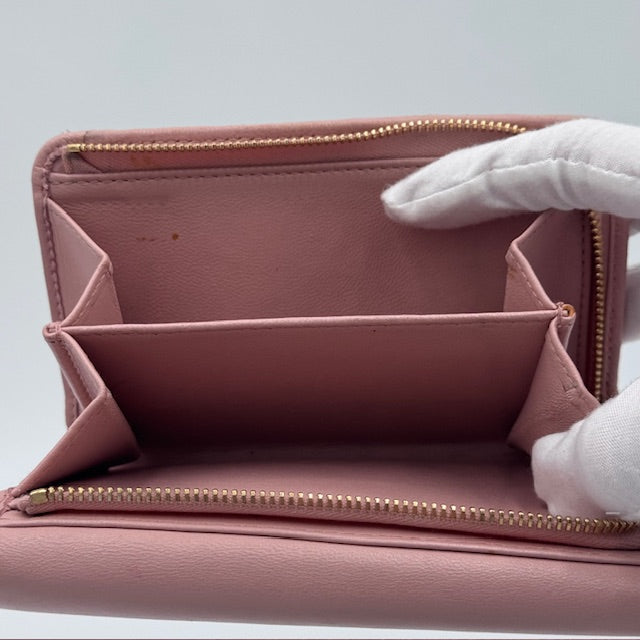 Miu Miu Pink Matelassé Leather Wallet