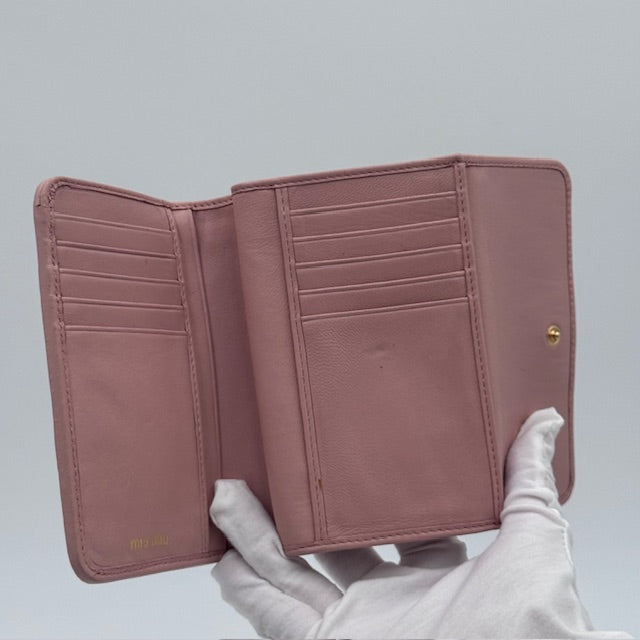 Miu Miu Pink Matelassé Leather Wallet