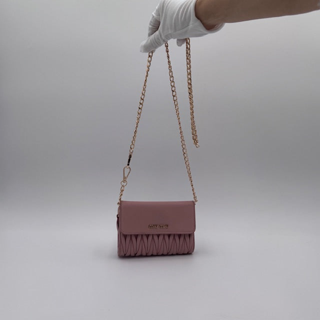 Miu Miu Pink Matelassé Leather Wallet
